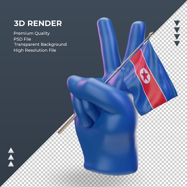 3d-friedenstag nordkorea-flagge, die die rechte ansicht wiedergibt