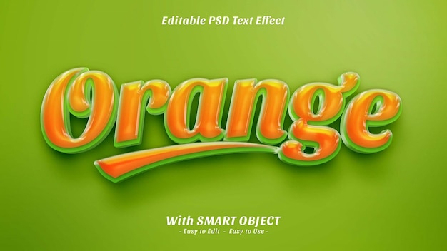 3d frischer orangefarbener texteffekt bearbeitbarer textstil