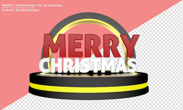 3D Frohe Weihnachten Render Red mit schwarzem Podium