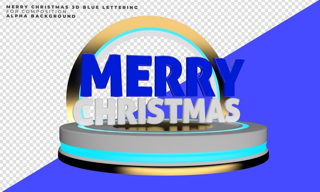 3D Frohe Weihnachten Rendering Blau mit Podium