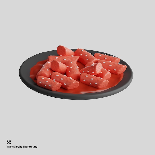 PSD 3d fromage tokbokki cuisine traditionnelle coréenne