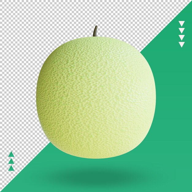 PSD 3d-früchte cantaloupe-rendering-vorderansicht