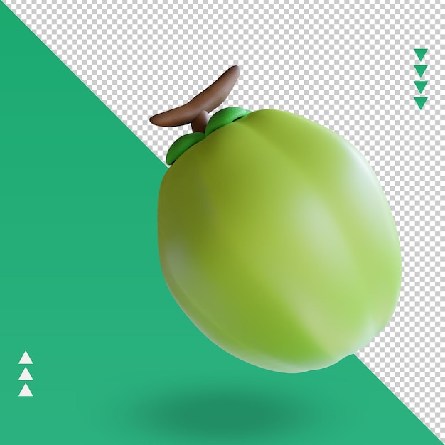 3D-Früchte Kokosnuss-Rendering linke Ansicht