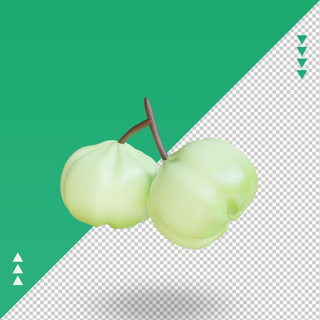 PSD 3d fruits cermai rendu vue droite