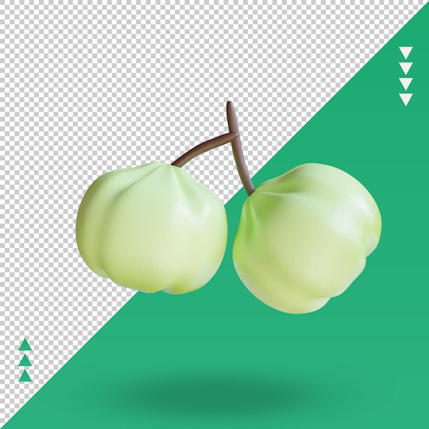 PSD 3d fruits cermai rendu vue de face