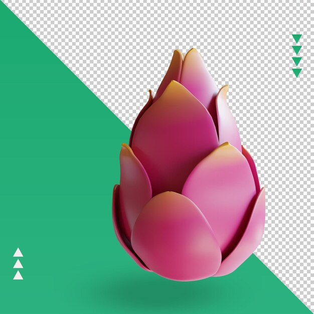 PSD 3d fruits dragon fruit rendu vue de gauche