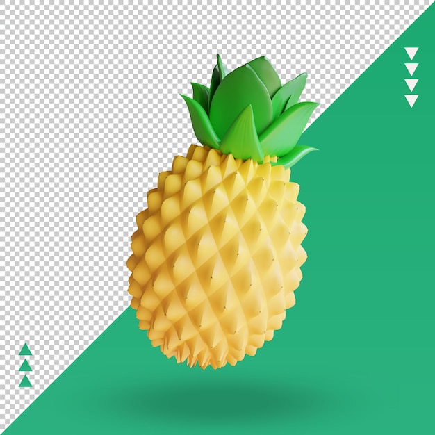 3d frutas abacaxi renderização vista frontal