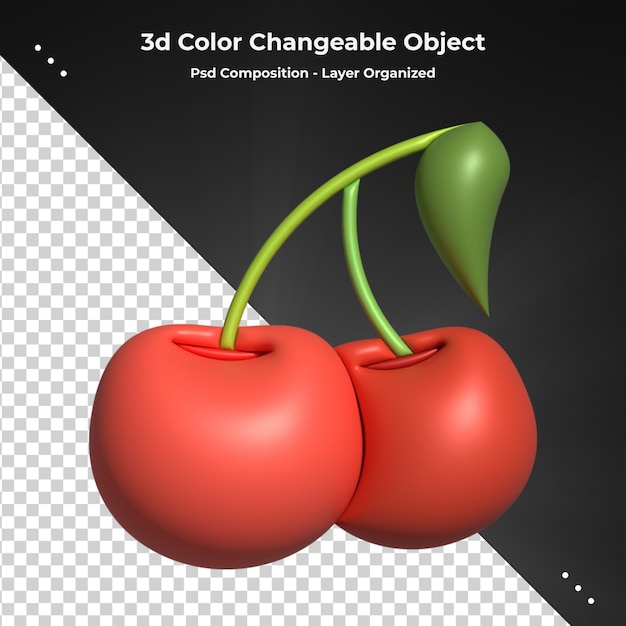 PSD 3d frutas dulces colorido brillante renderizado 3d icono realista