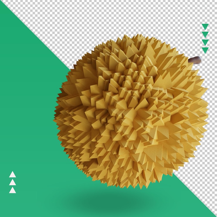 PSD 3d frutas durian renderizando a vista esquerda