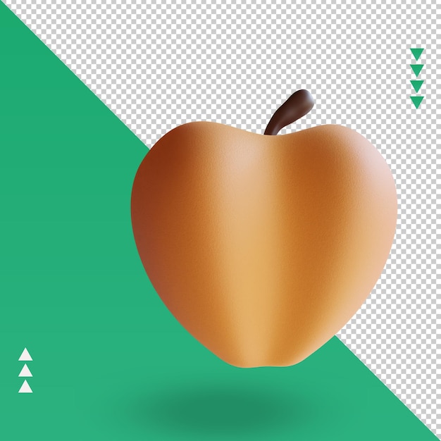 PSD 3d frutas melocotón renderizado vista izquierda