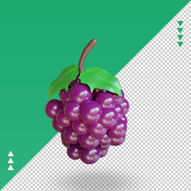 3d frutta uva rendering vista a destra