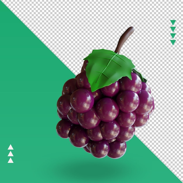3d Frutti Uva rendering vista a sinistra