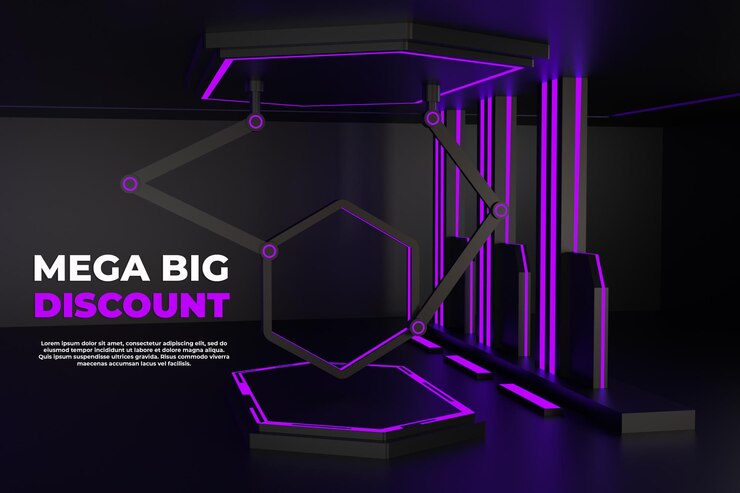 3d futuristic podium display mega big sale psd editable text