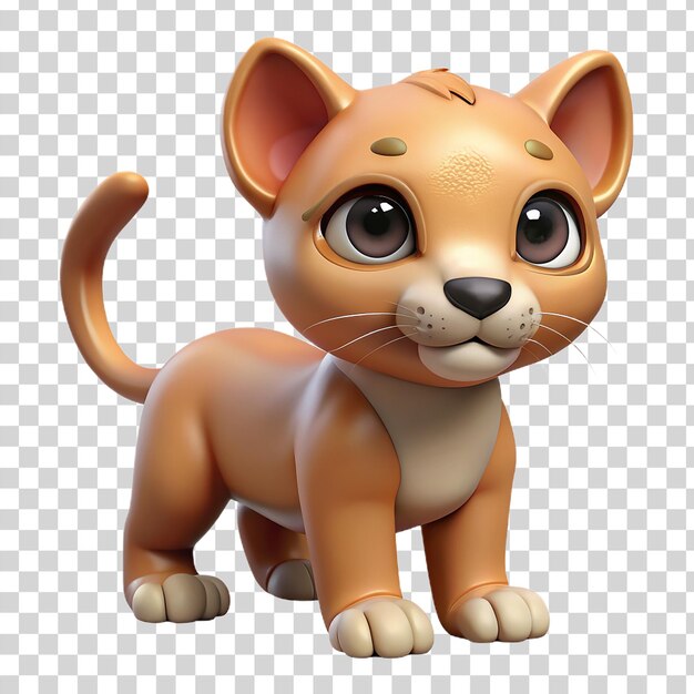 PSD 3d gatito puma lindo aislado en un fondo transparente