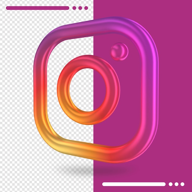 3d gedrehtes logo von instagram im 3d-rendering