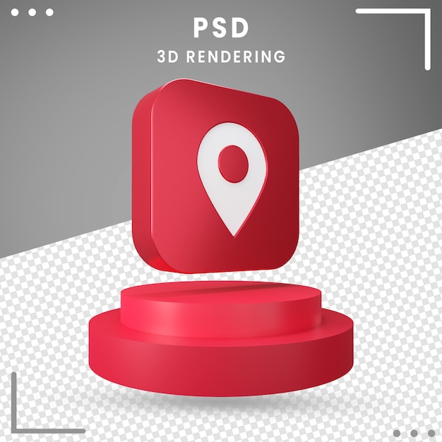 3d gedrehtes Symbol rote Position isoliert