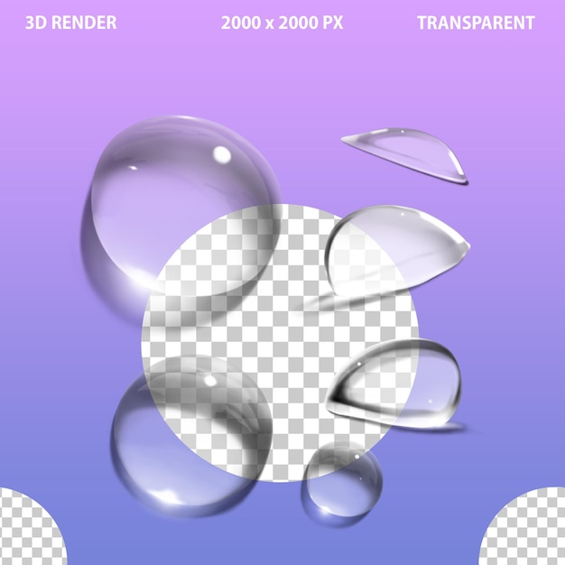 3D-gefilterte Wassertröpfchen und Spritzer