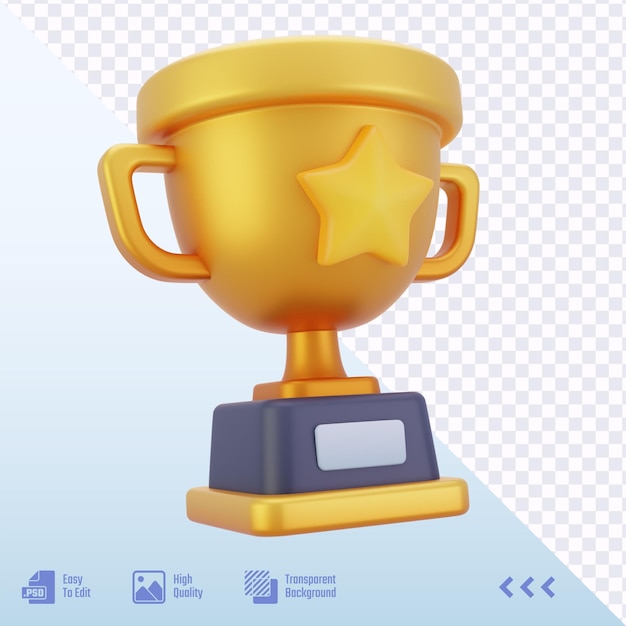 3D-Gelbe Trophäe mit einem Stern darauf