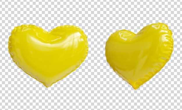 3d gelber herzballon