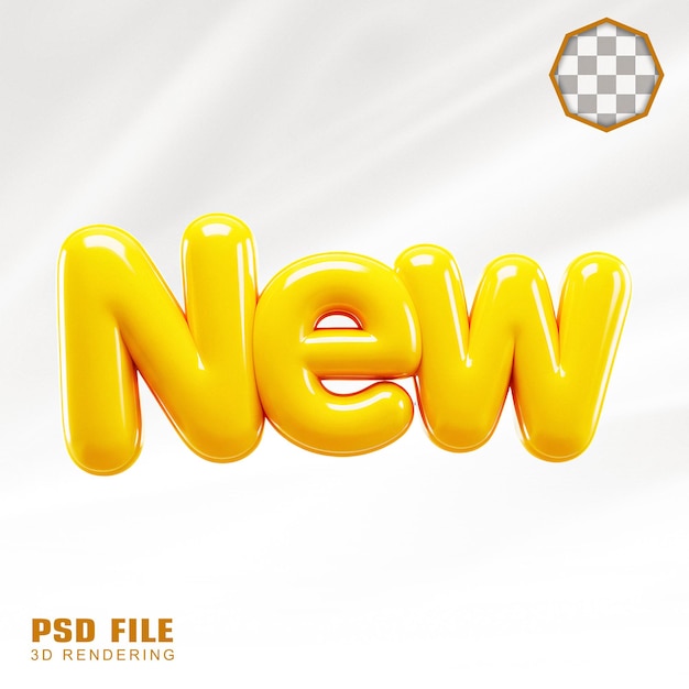 3D-gelber neuer Text für Werbeaktionen und Ankündigungen
