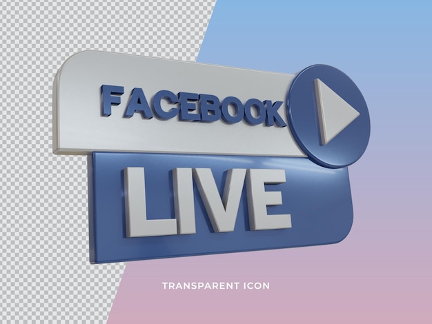 3D gerendert transparent 3D Facebook Live Icon isolierte Ansicht