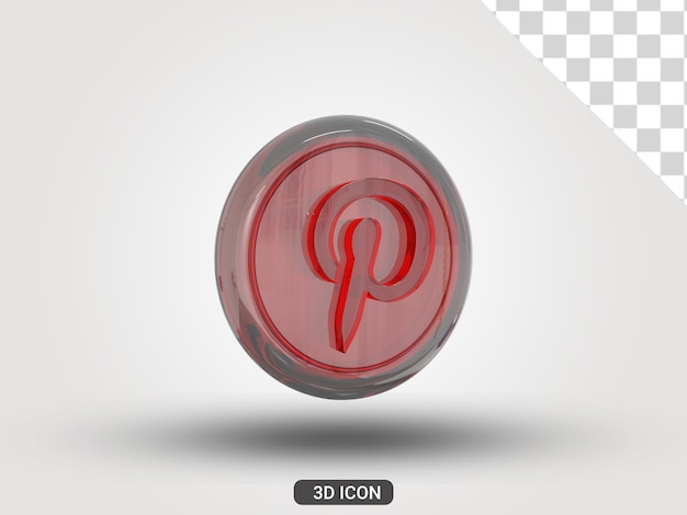 3D gerendert transparent aussehendes Pinterest 3D Icon linke Ansicht