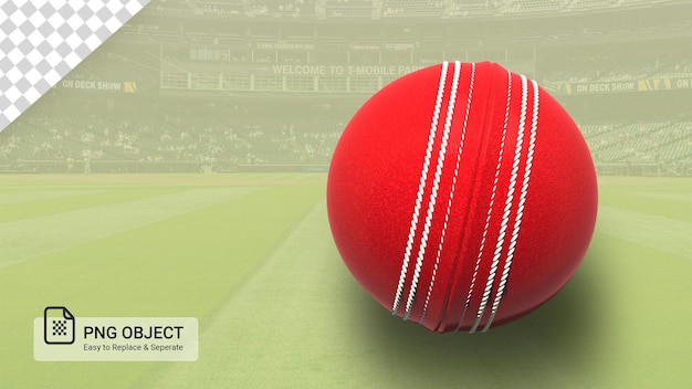 3D gerenderte Cricket-Ball-Draufsicht mit transparentem Hintergrund