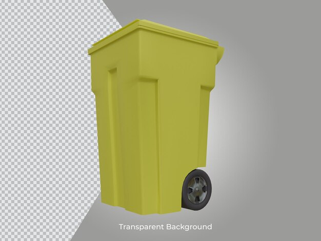 PSD 3d gerenderte hochwertige mülltonne transparentes symbol