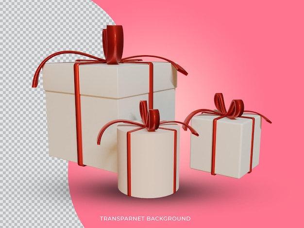 3D gerenderte Weihnachtsgeschenkbox in transparentem Hintergrund