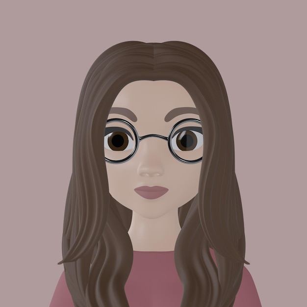 3D-gerendertes Cartoon-Mädchen mit Brille