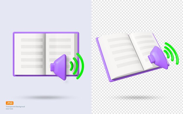 PSD 3d-gerendertes hörbuch-symbol