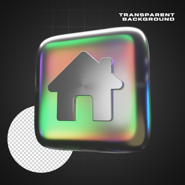 PSD 3d-gerendertes holografisches home-symbol