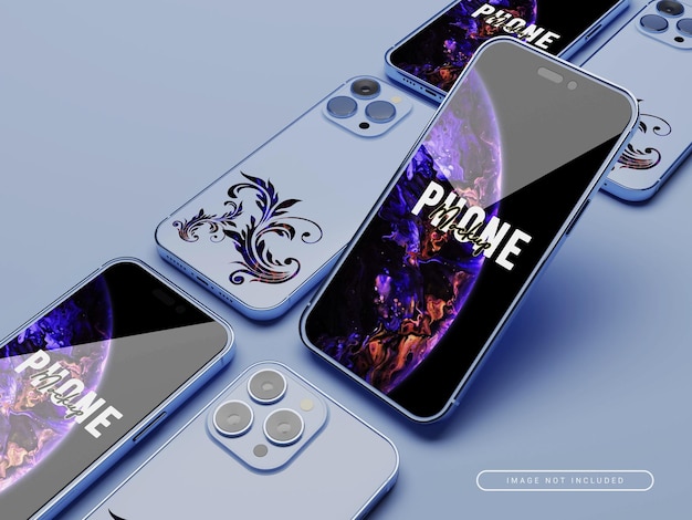 3d-gerendertes iphone 14-display und mockup für den hinteren teil