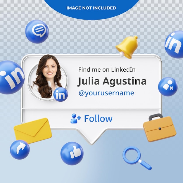 3d-gerendertes linkedin-post-mockup isoliert