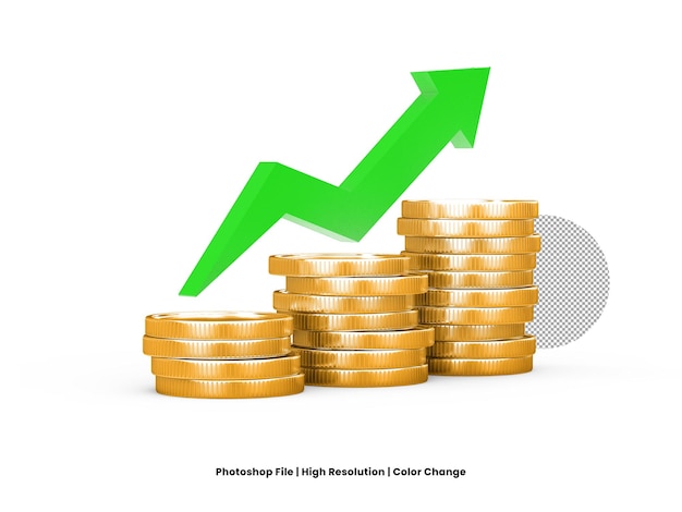 PSD 3d-geschäftswachstum mit münze