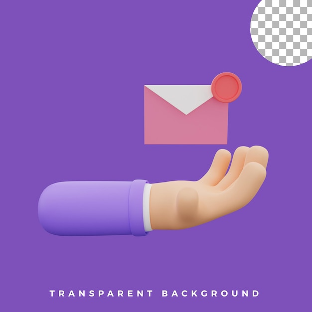 3d gesto de mão ilustração ícone de notificação por e-mail ativos isolados de alta qualidade