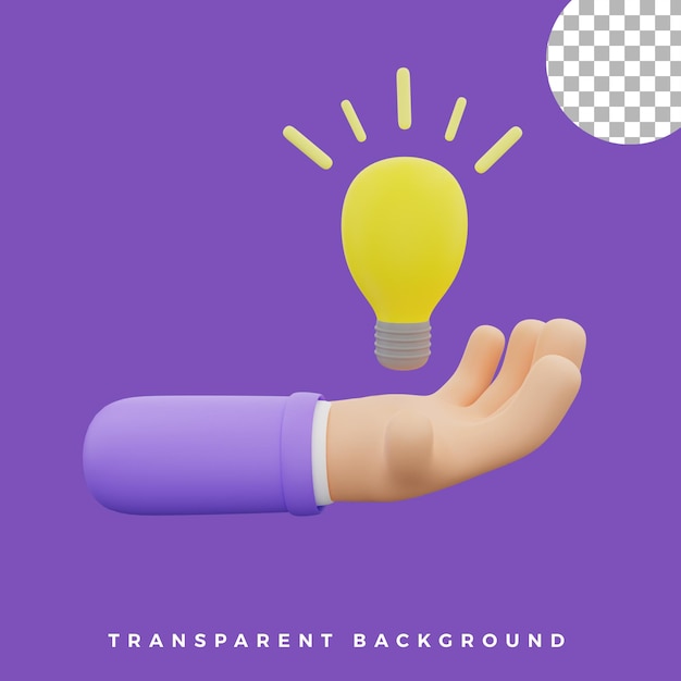 3d gesto della mano illustrazione lampada lampadina idea icona risorse isolate alta qualità