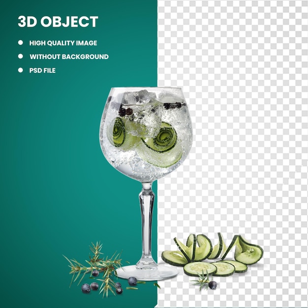 PSD 3d gin e tônico coquetel de guarnição vodka tônico