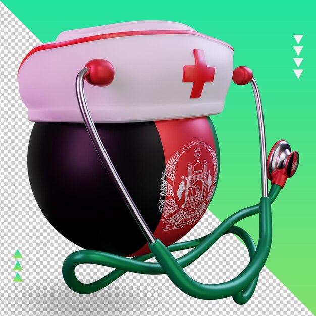 3d giorno dell'infermiera Afghanistan bandiera rendering vista a sinistra