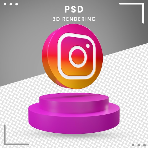 PSD 3d girado icono insignia instagram aislado