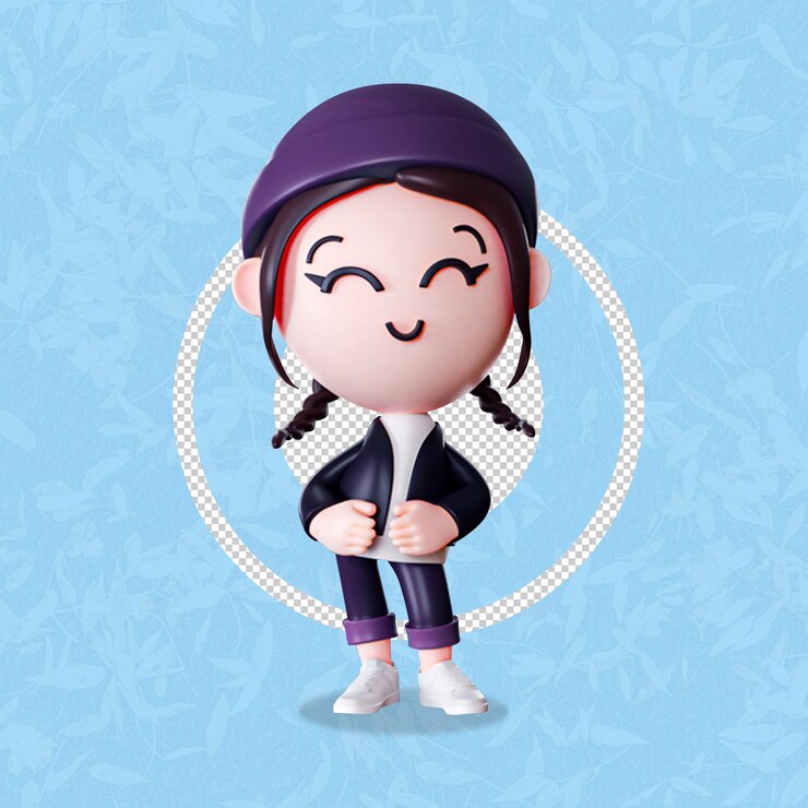 PSD 3d girl cartoon character