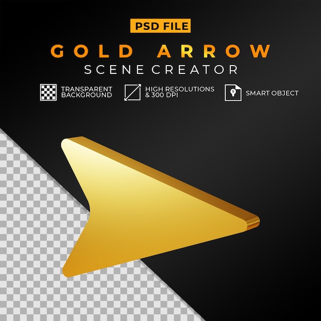 3D-Glänzender Goldpfeil-Szenenschöpfer