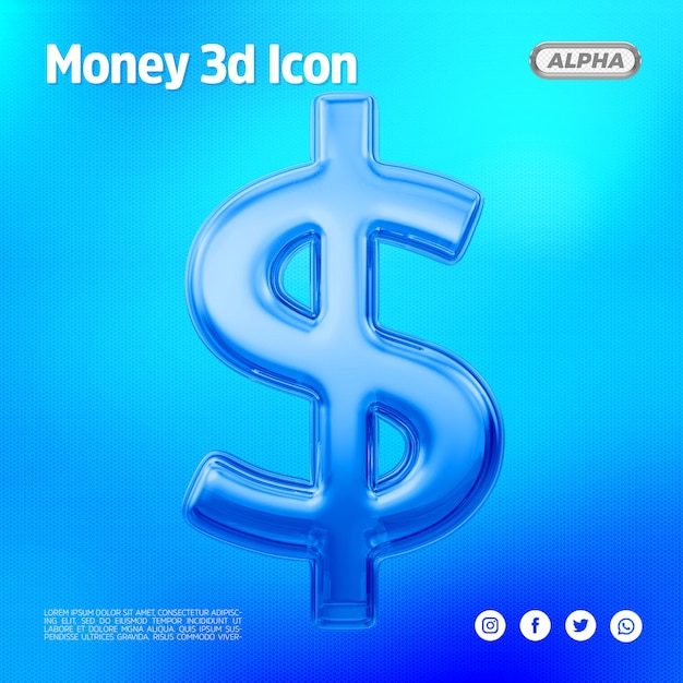 3D GLAS-GELD-SYMBOL