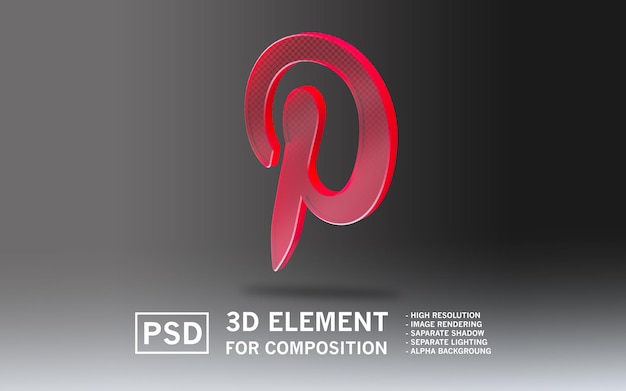 3D-Glas-Render-Element-Logo von Sosmed auf Pinterest