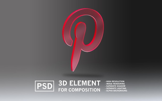 3D-Glas-Render-Element-Logo von Sosmed auf Pinterest