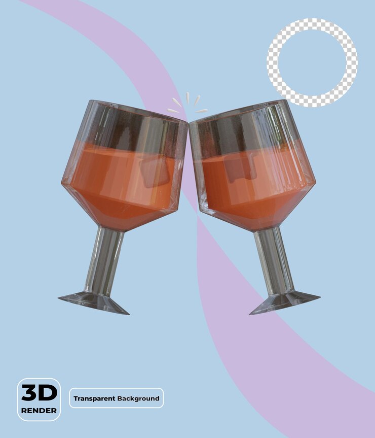 PSD 3d-glas wein