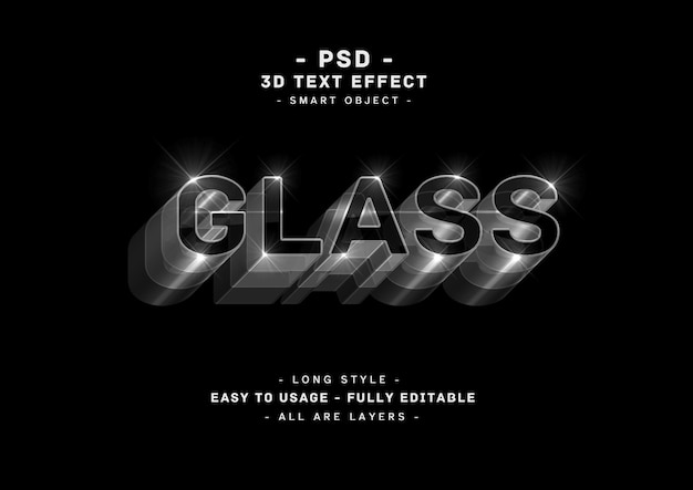 3d glass long text effect