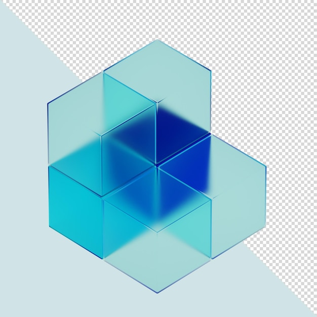 3D-Glaswürfel blau
