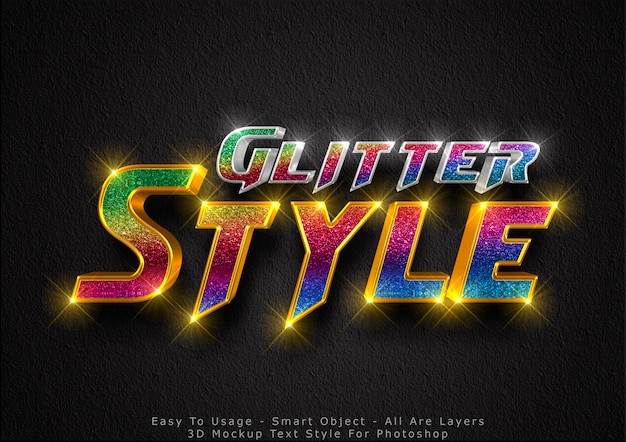 3d glitter maquete texto estilo effectt