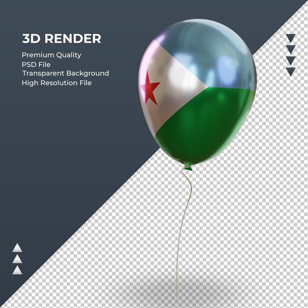 3d globo bandera de djibouti lámina realista renderizado vista derecha